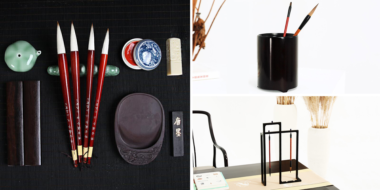 木雕大师吴腾飞设计作品——上汐笔筒、上汐笔架